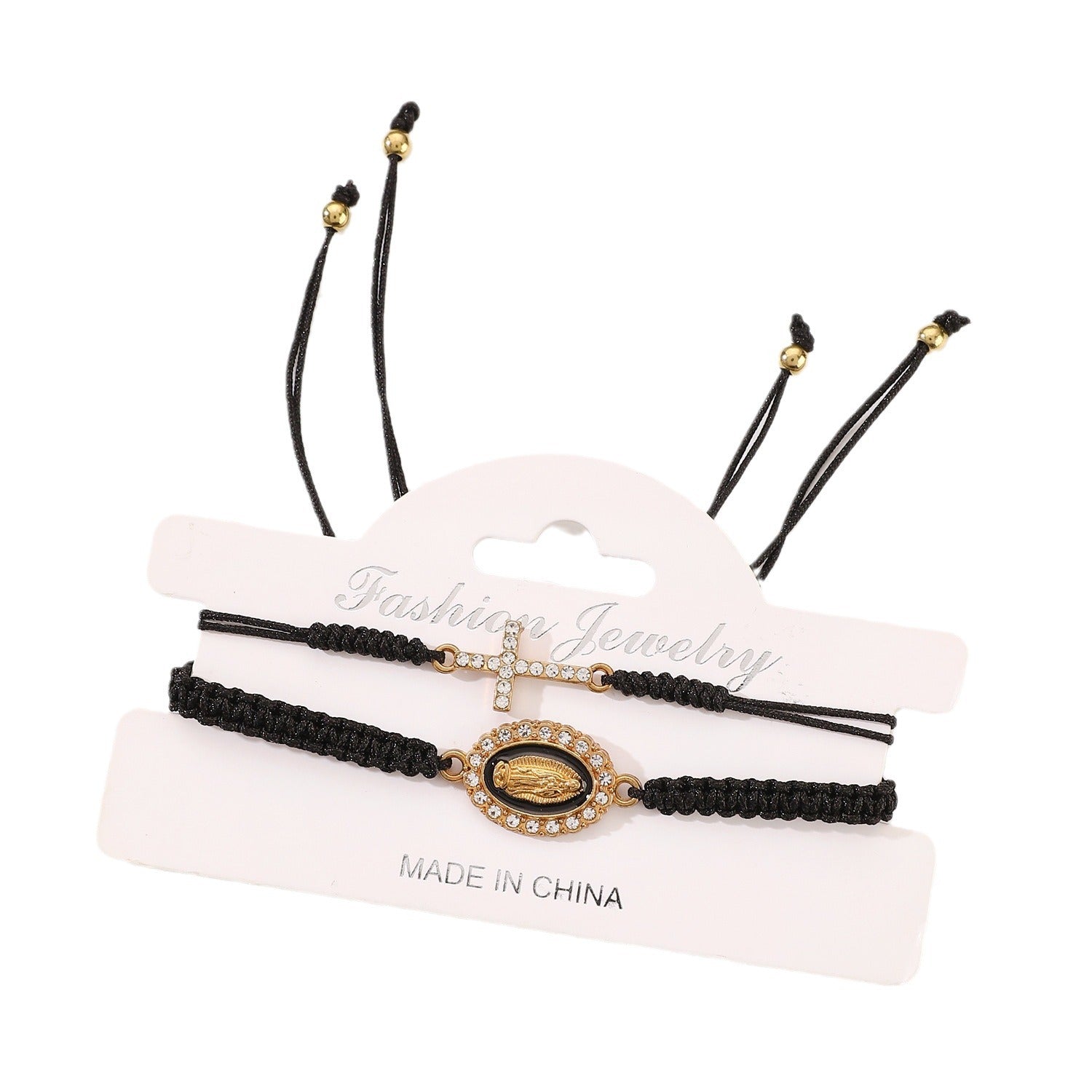 Wholesale Cross two-piece hand-woven adjustable bracelet