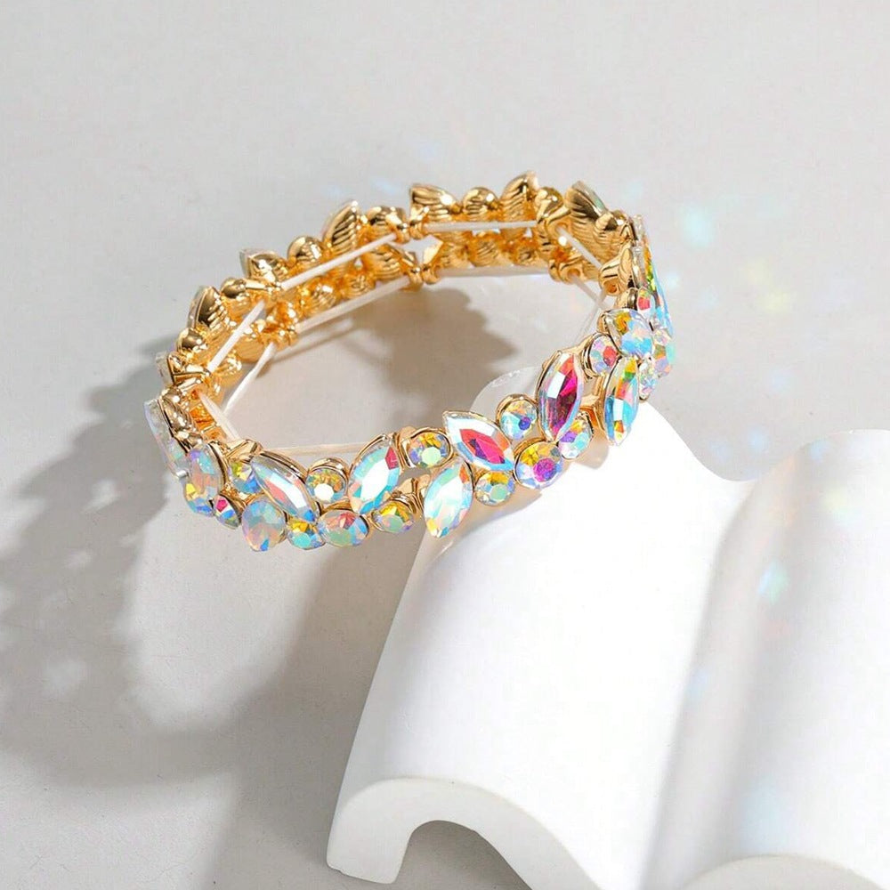 Wholesale Sparkling Crystal Glass Rhinestone Bracelet Silver White Fashion Jewelry Accessory For Women Gift
