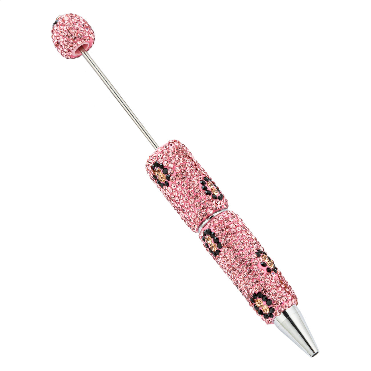 Wholesale Leopard print multi-color plastic diamond studded  beadable pens