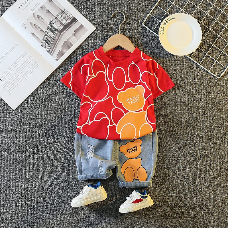 Wholesale Baby Cotton Round Neck T-shirt and Shorts Set