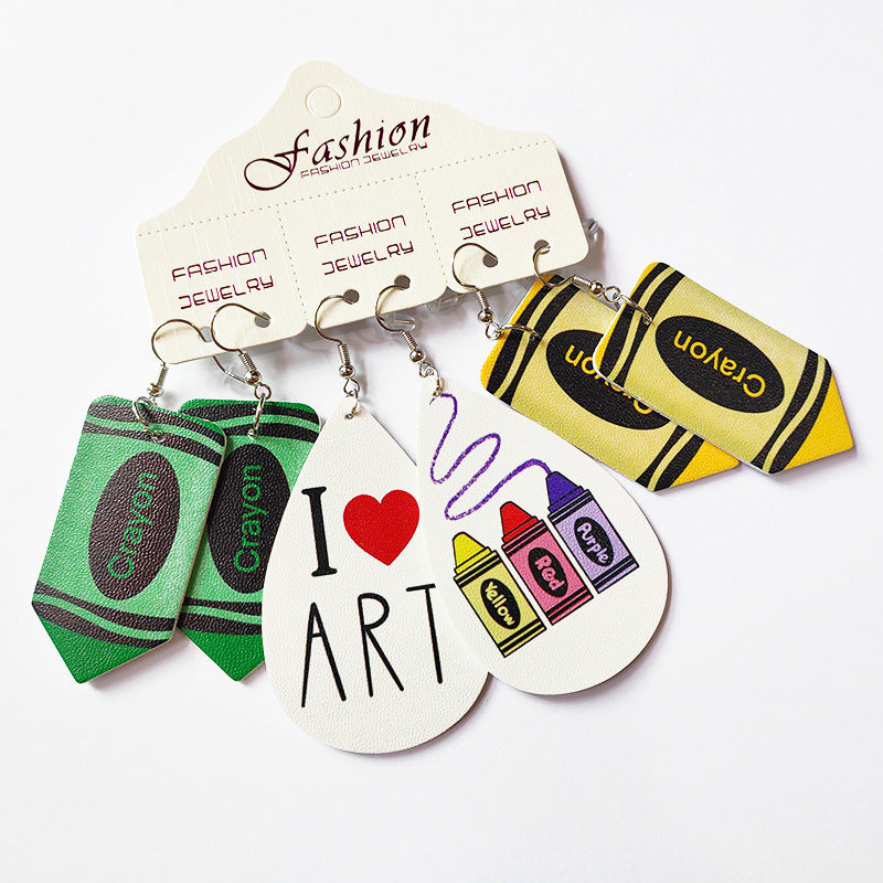 Wholesale 2 Sets Leather Western Cowboy Teacher's Day Graduation Season Earrings