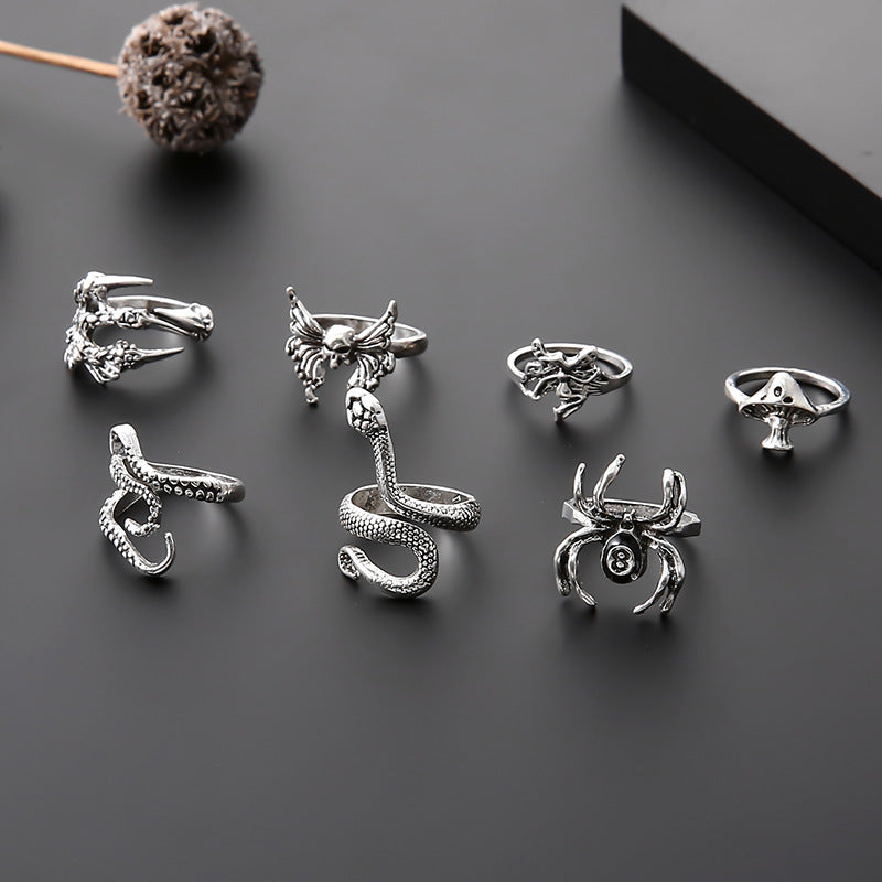 Wholesale Halloween Skull Snake Octopus Animal Ring Set