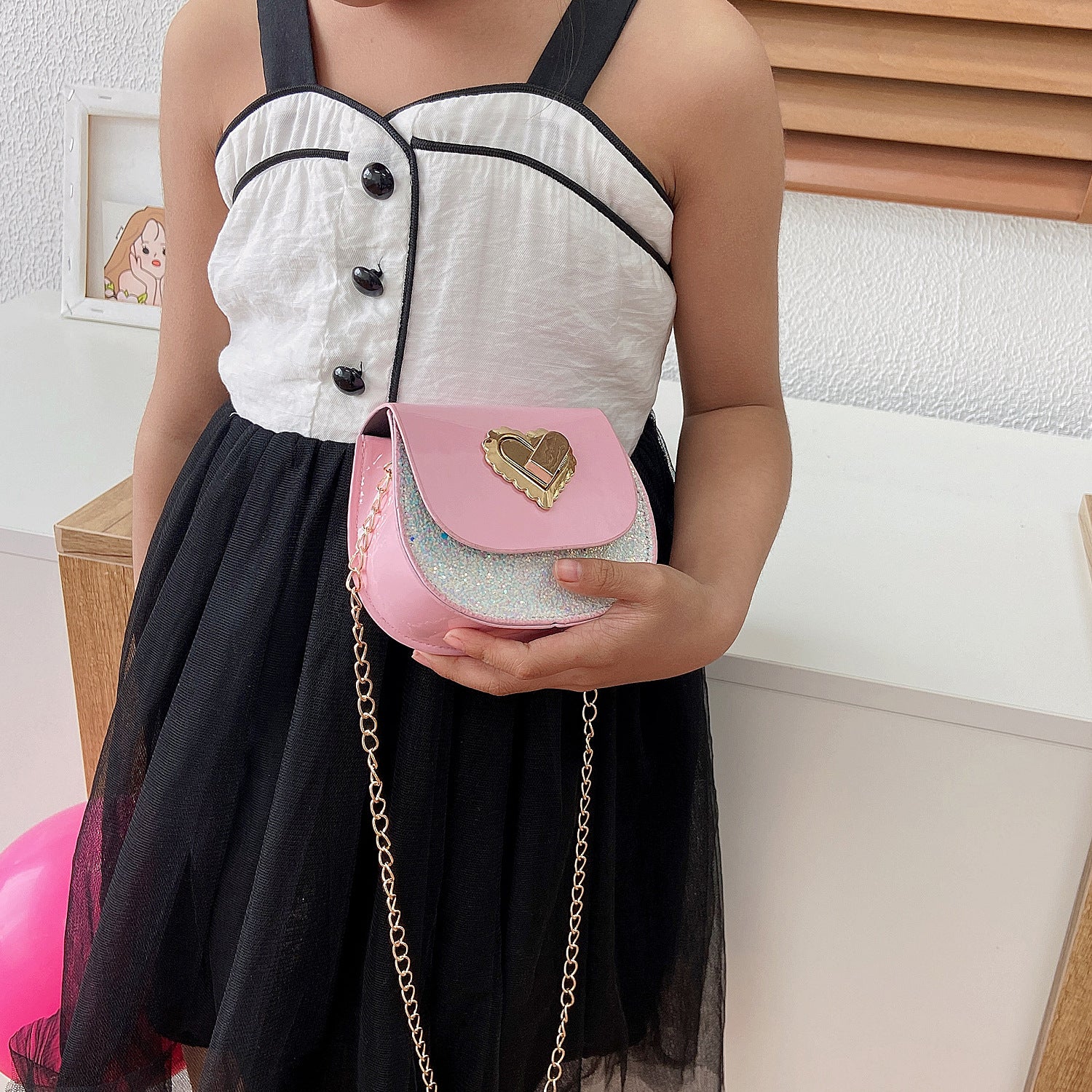 Wholesale Sequin New Children's PU Diagonal Bag