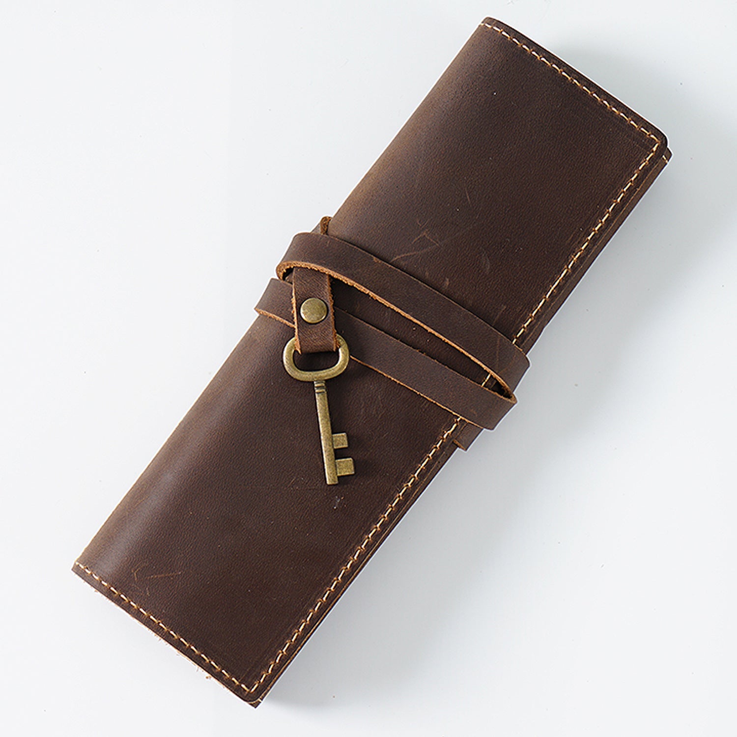 Wholesale First Layer Cowhide Vintage Handmade Multifunctional Pencil Case