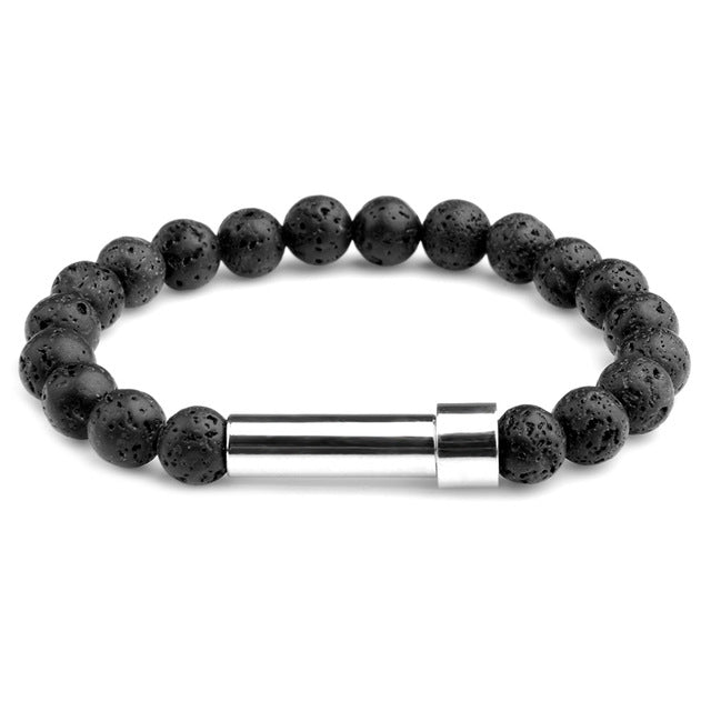 Piedra natural al por mayor que desean tigre ojo de tigre lapislázuli pulsera de tubo redondo de acero inoxidable