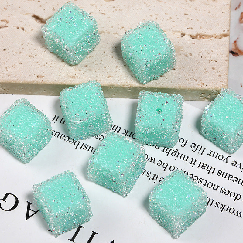Wholesale 5pcs  Glittery candy-colored rhinestone soft candy square beads