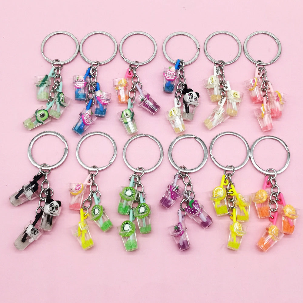 Wholesale Resin Luminous Simulation Fruit Juice Keychain Small Pendant Juice Cup