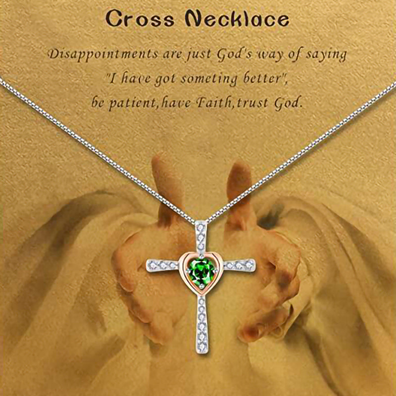 Wholesale Heart Shaped Hao Stone Cross Ladies Necklaces