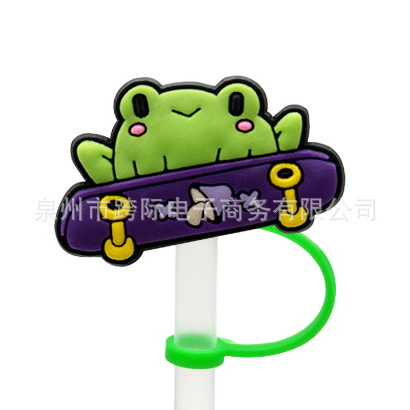 Wholesale 10 pcs Cartoon frog series straw cover straw cap silicone dust plug