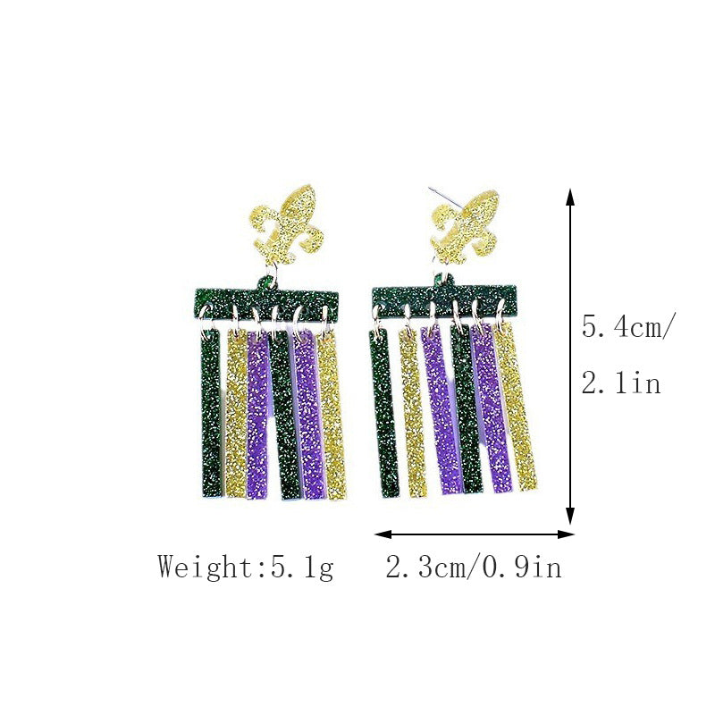 Wholesale Carnival earrings purple green yellow five-pointed star Crown Clown mask lobster earrings