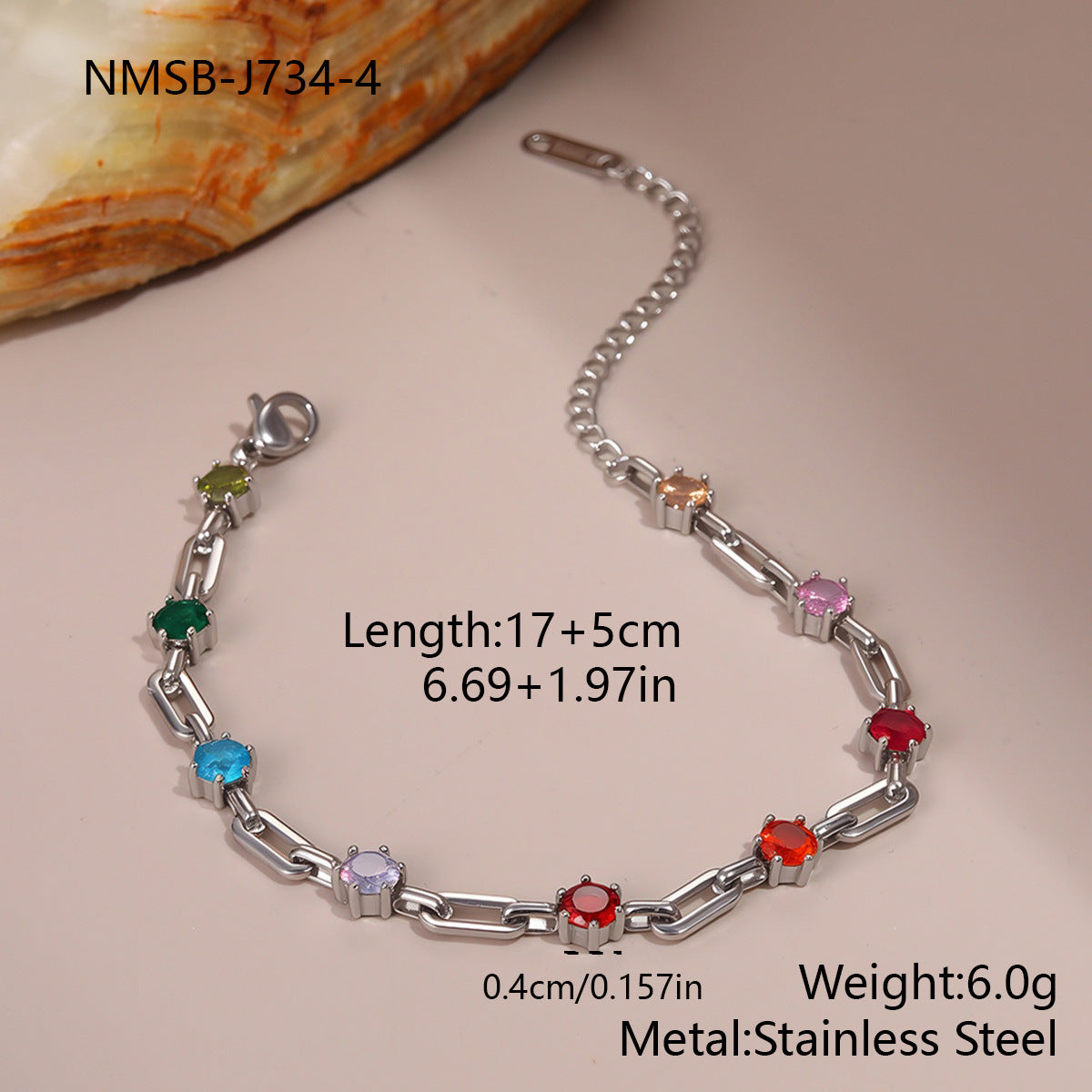 Wholesale Colorful Zircon Exquisite Stainless Steel Bracelet Light Luxury Jewelry