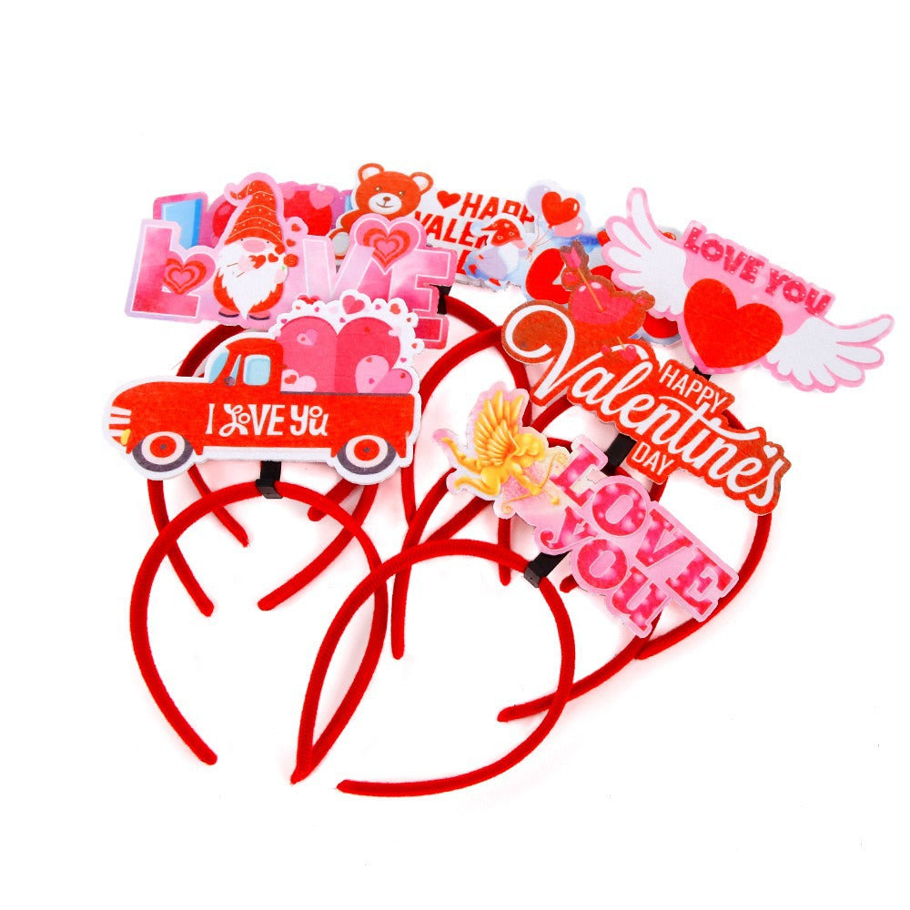 Wholesale 10pcs valentine's day love key hairband romantic party decoration hairpin letter headband hair accessories