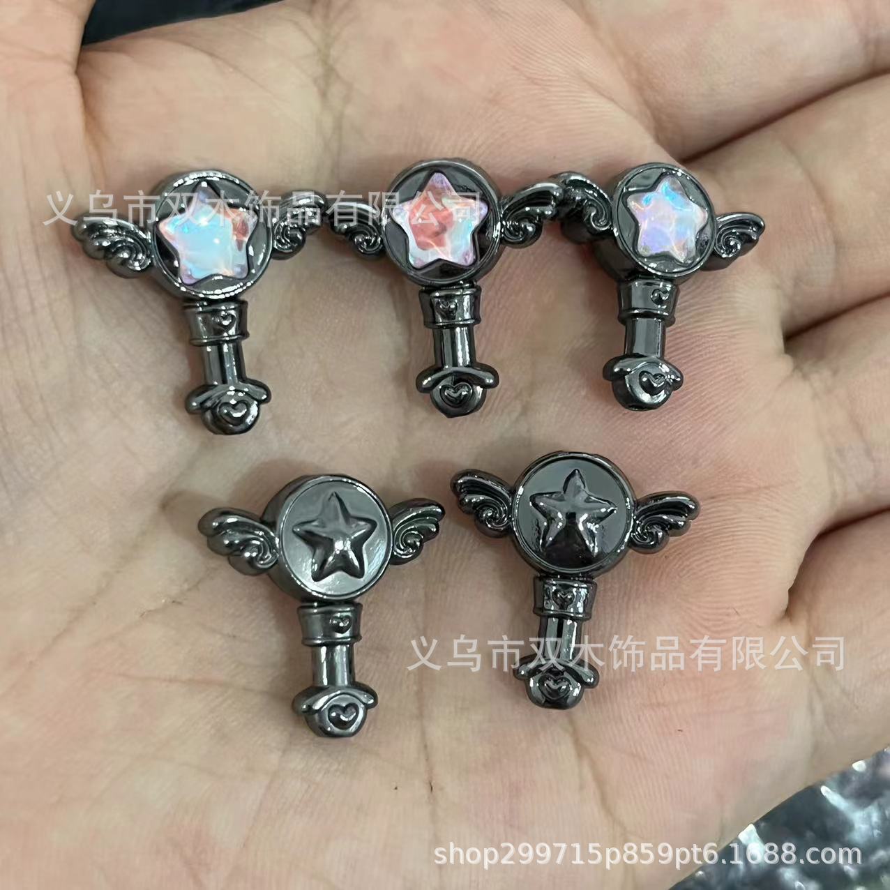 Wholesale 10pcs Paint Diamond Fairy Wand Alloy Beads