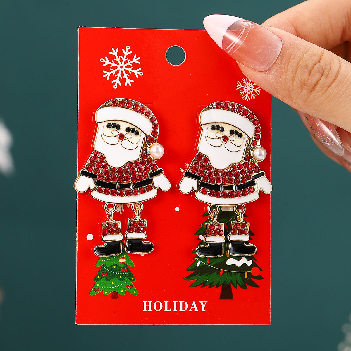 Wholesale Christmas cartoon diamond alloy earrings