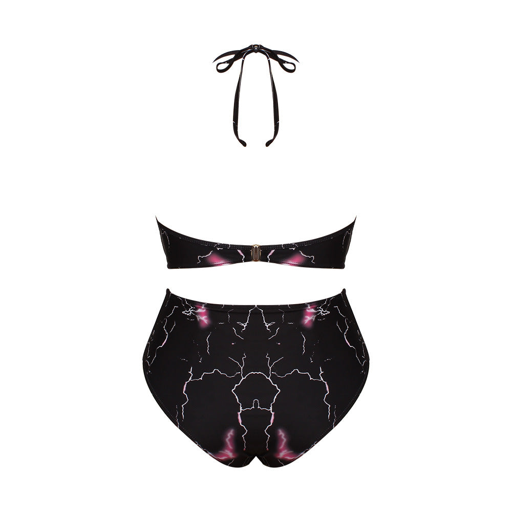 Wholesale Plus Size Printed Two Piece Polyester Swimwear