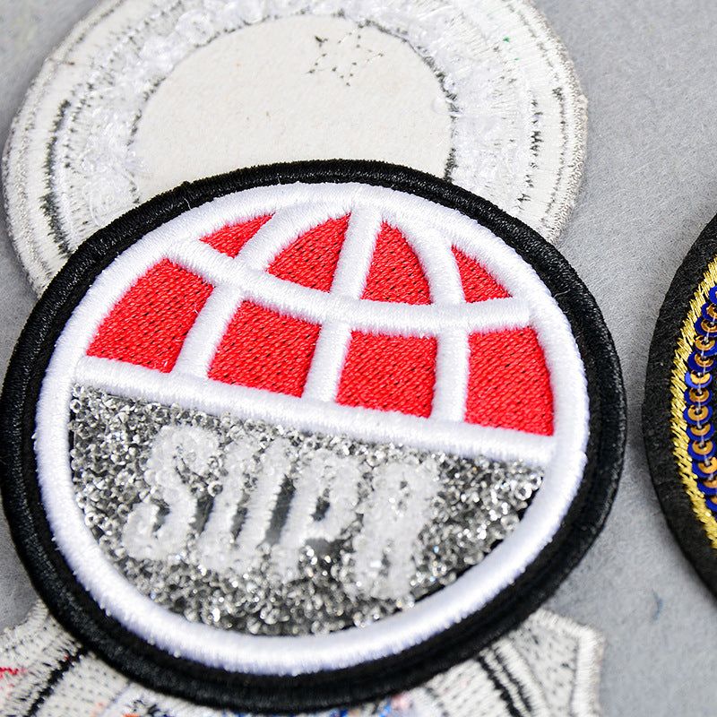 Wholesale Stylish Rayon Embroidered Round Lion Letter Patch For Coat Repair And Decoration