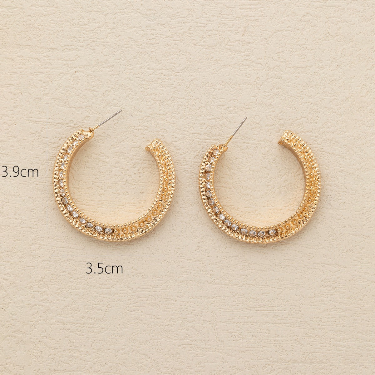 Wholesale Silver Needle Retro Simple Diamond C Shape Earrings