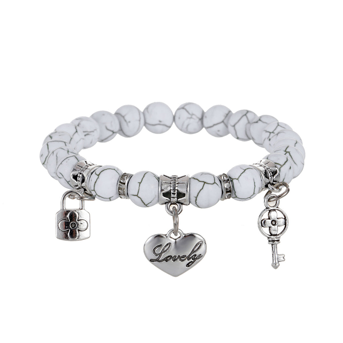 Brazalete colgante de corazón de llave de cuentas de Turquesa Turquoise al por mayor