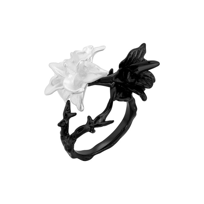 Wholesale Black and white mandala French ring