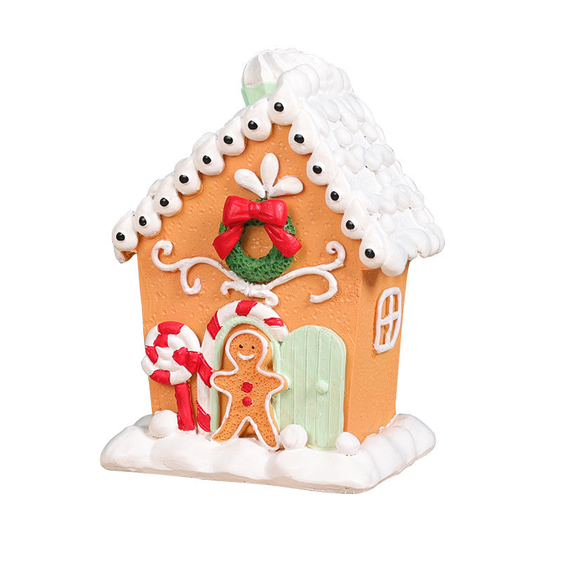 Wholesale Christmas Gingerbread People's Small Houses Resin Ornaments