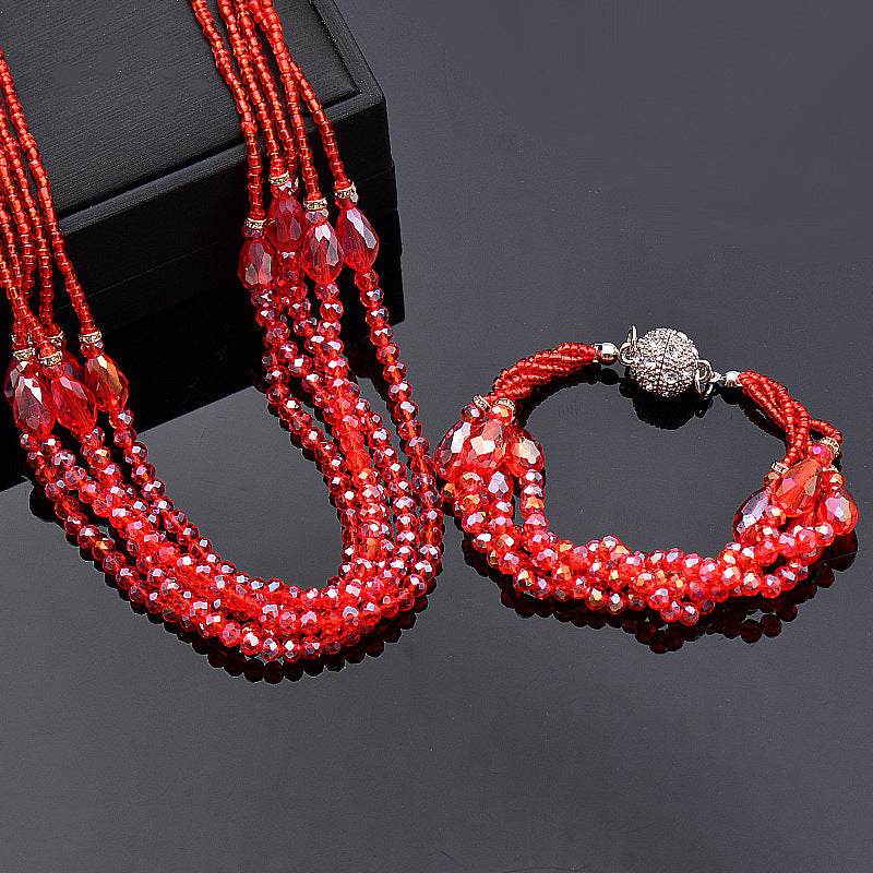 Wholesale Rhinestone Magnetic Clasp Teardrop-shaped Crystal Bracelet Necklace