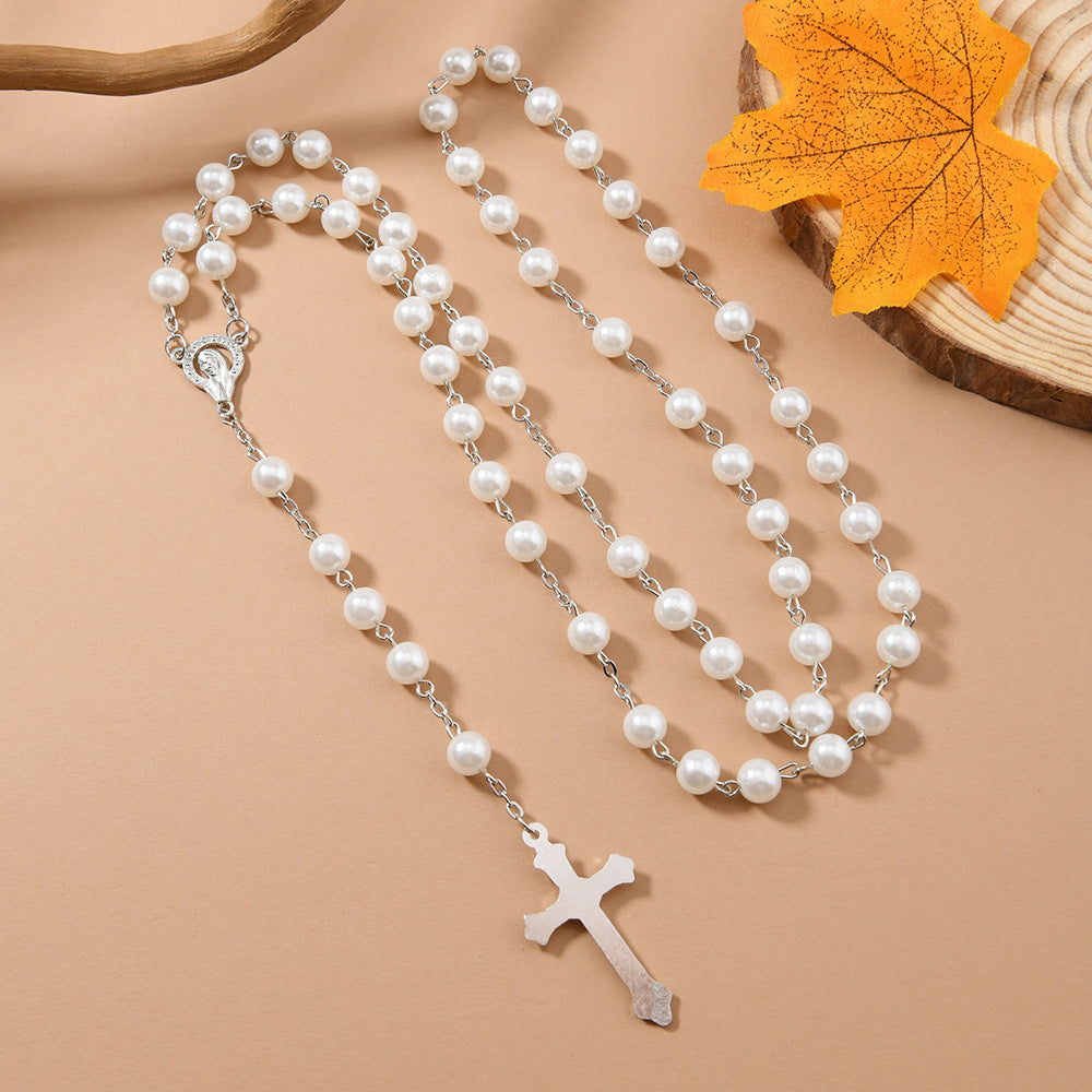 Wholesale 3pcs Pearl Cross Rosary Bracelet