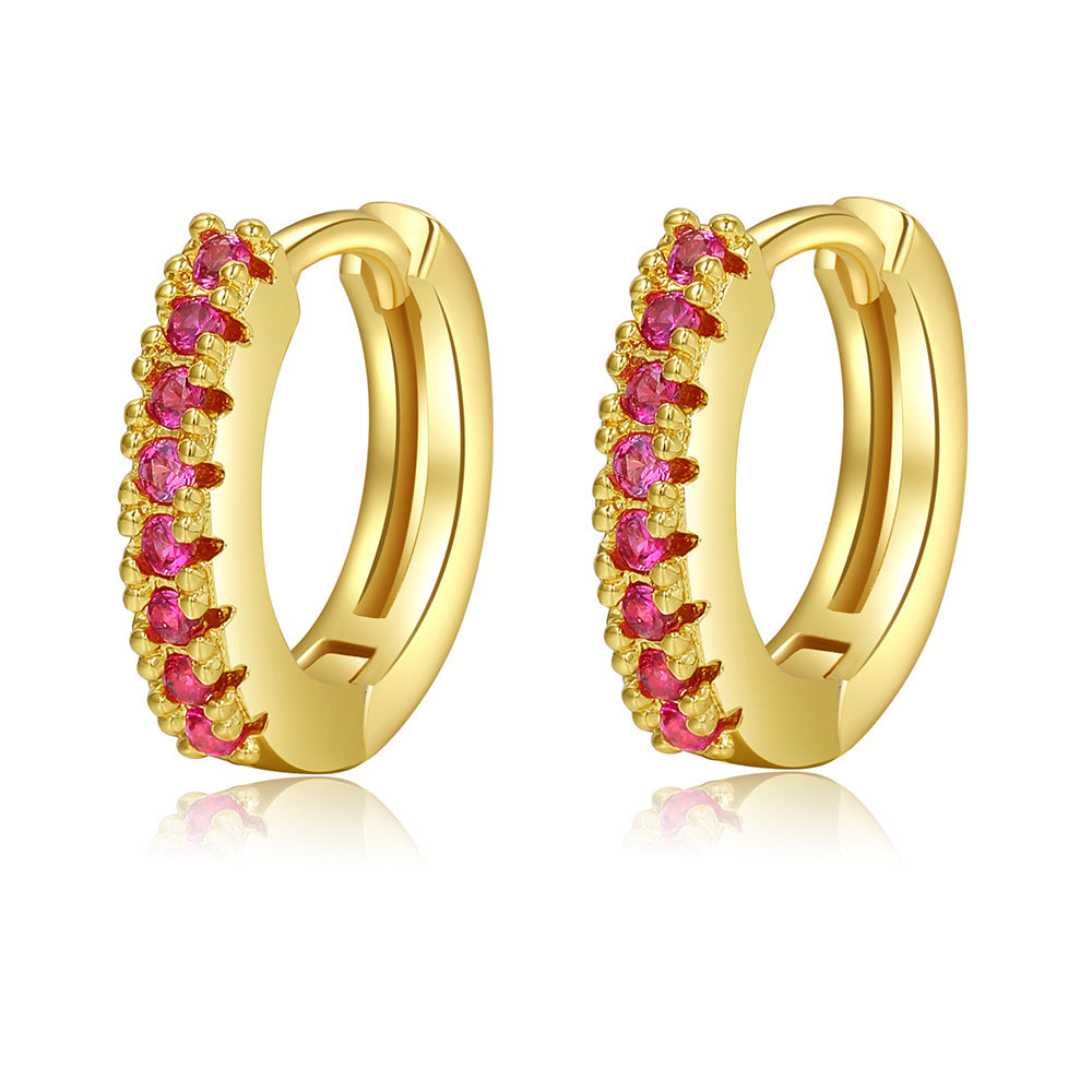 Pendientes de cobre geométricos de circón de color al por mayor