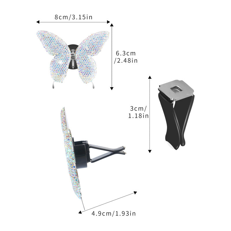 Wholesale Automobile Perfume Clip Bingbing Butterfly Inlaid Diamond Air Conditioner Outlet