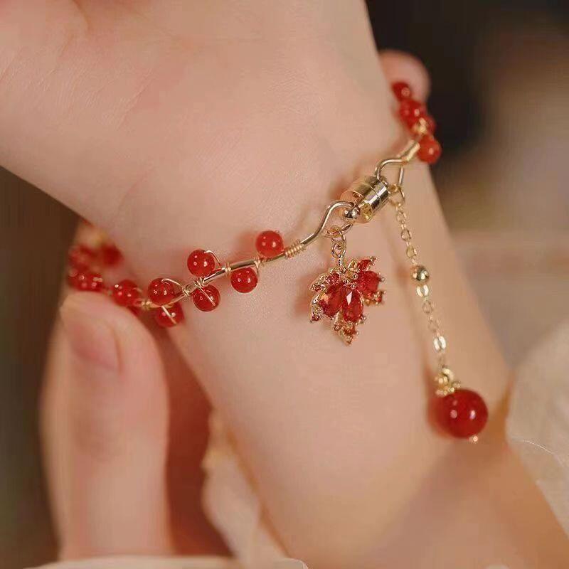 Wholesale New Chinese Style Red Maple Leaf Bracelet