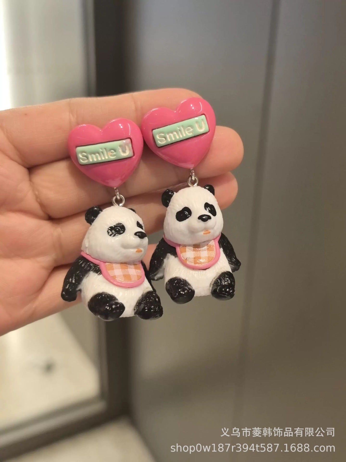 Wholesale Black and white panda earrings