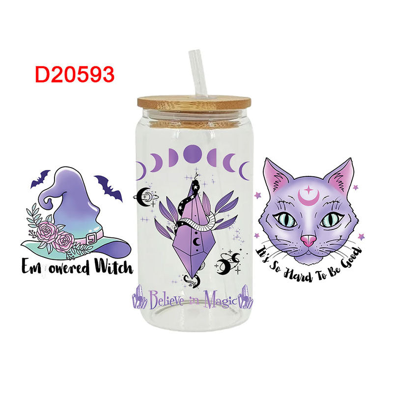 Wholesale Purple sy Mysterious Witch Style Theme 16oz Cup UV DTF Wraps