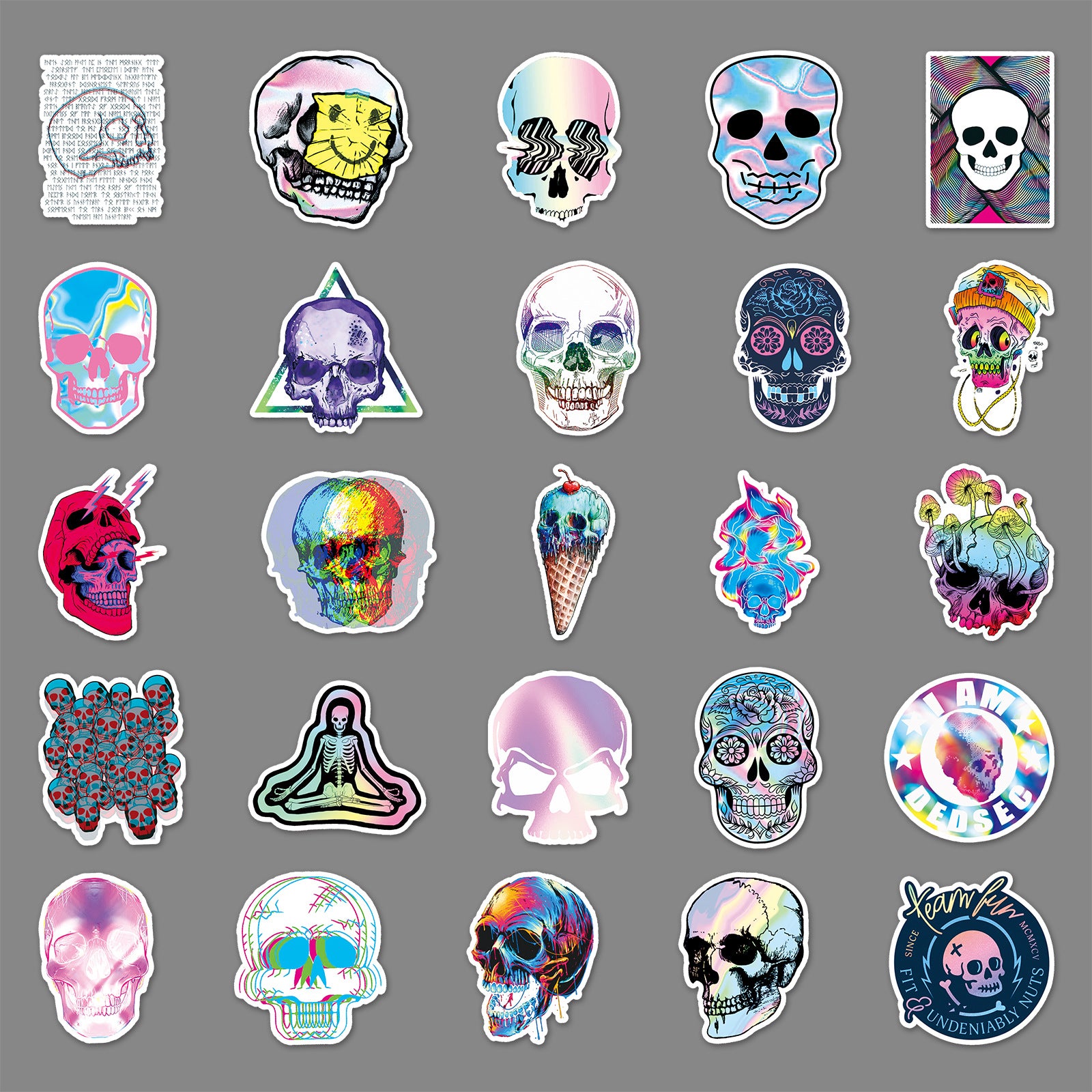Wholesale 50pcs/pack Skull Graffiti  Laser Horror Trend Creative  Sticker