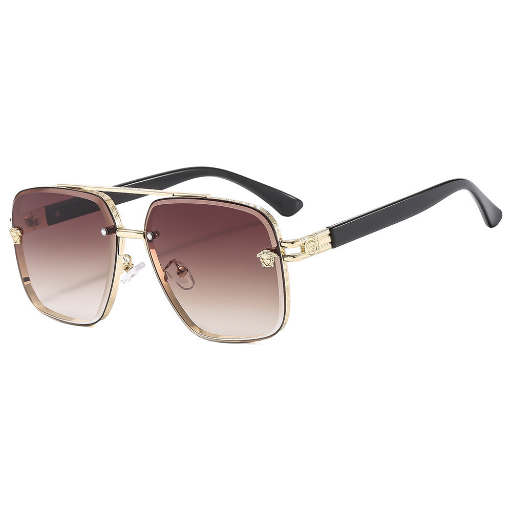 Wholesale fashionable men' s and women' s double beam polygon sunglasses