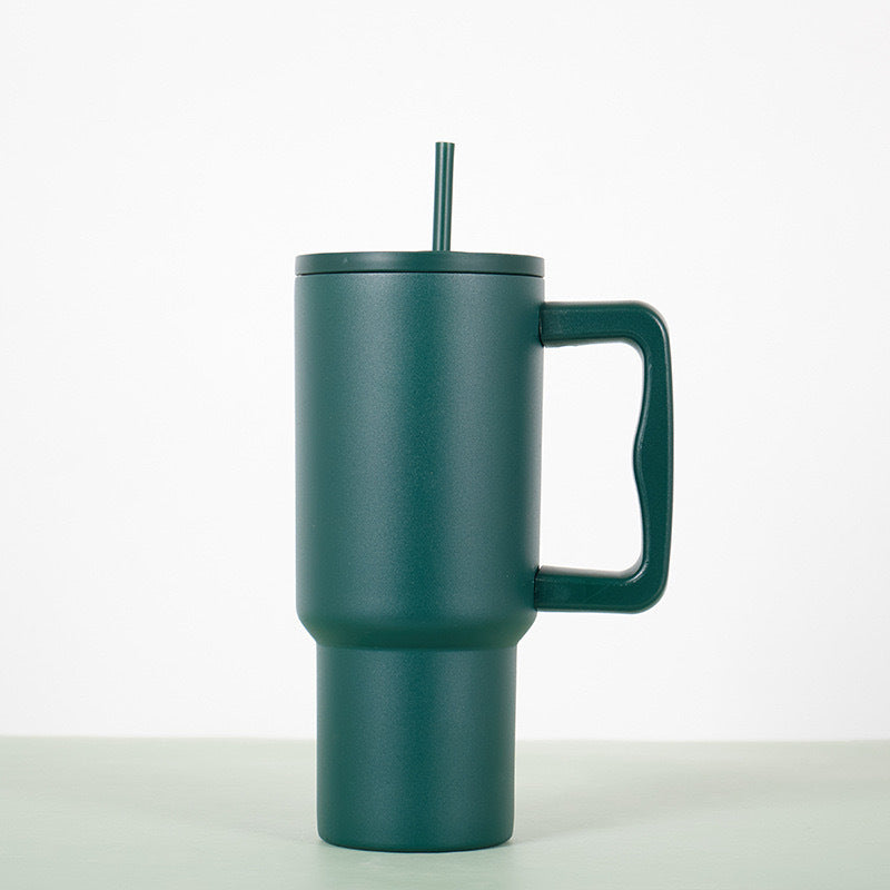 Wholesale 304 stainless steel 40oz ice cup car handle straw thermos cup