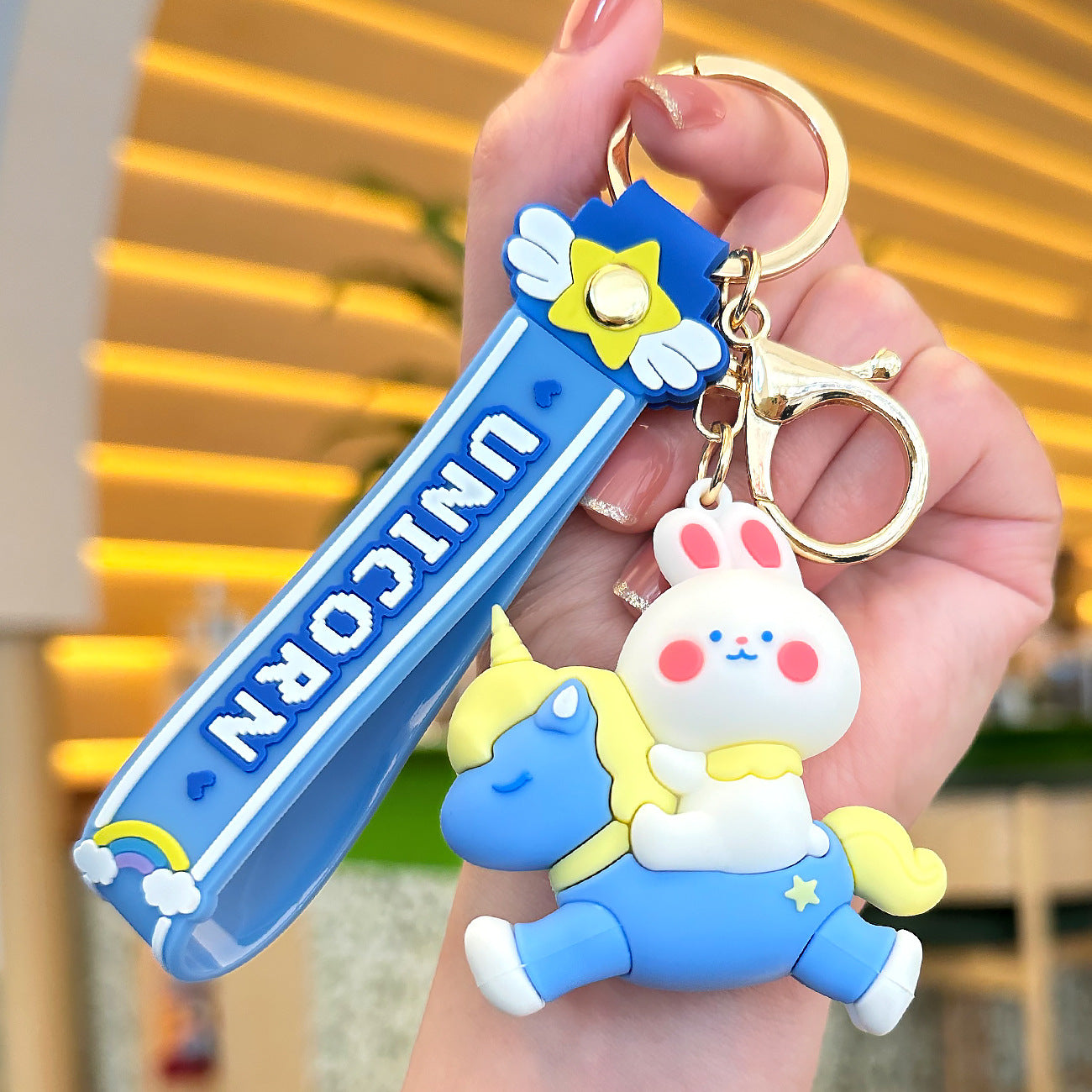 Wholesale Epoxy Pegasus Bunny Car Keychain