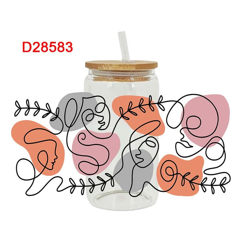 Wholesale Uv Transfer Sticker Glass Cup  Crystal Sticker 16oz Cup UV DTF Wraps