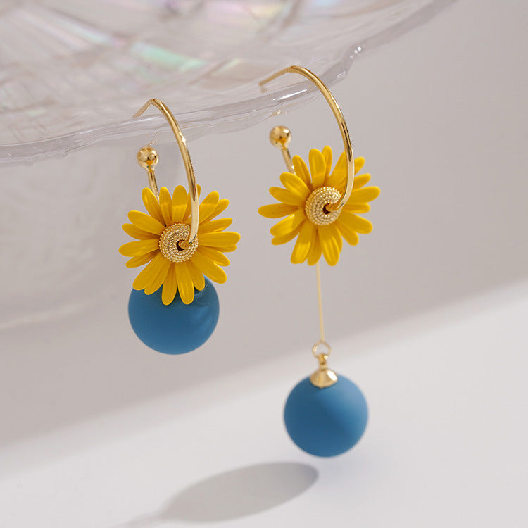Wholesale 3D Yellow Daisy Long Earrings