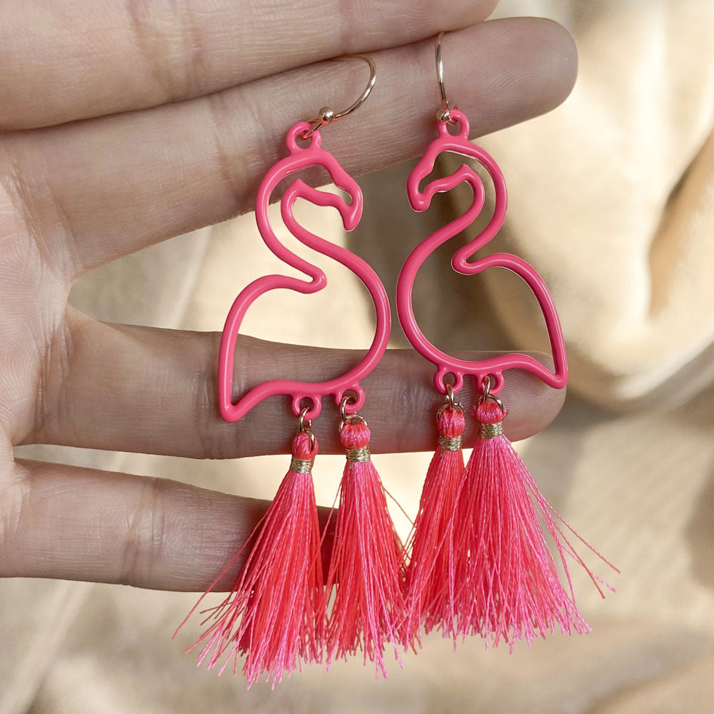 Wholesale Creative All-match Flamingo Tassel Pendant Simple Street Shooting Earrings