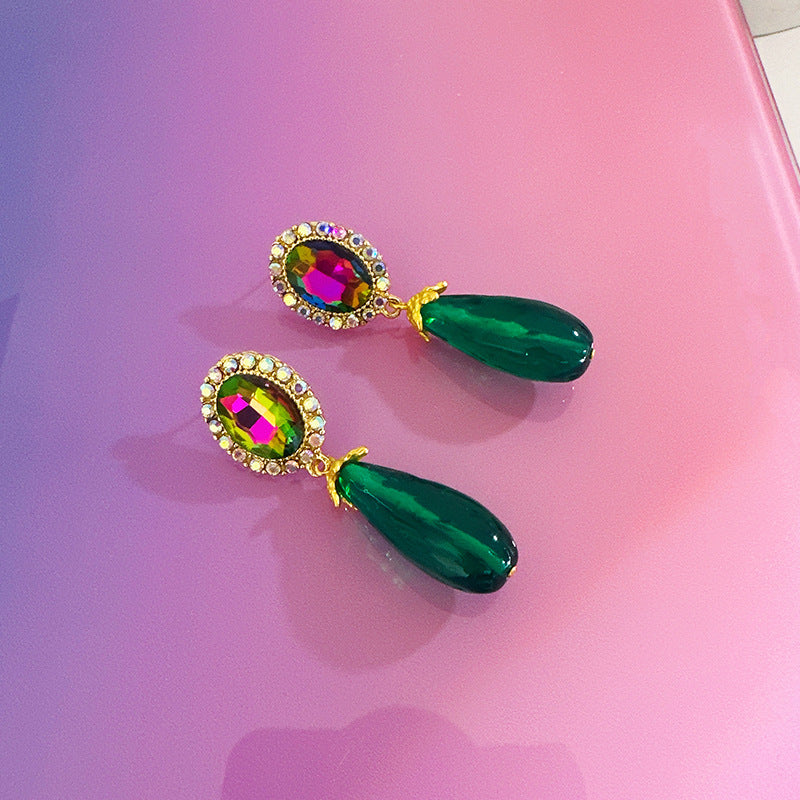 Wholesale Colored Gemstone Zircon Alloy Resin Earrings