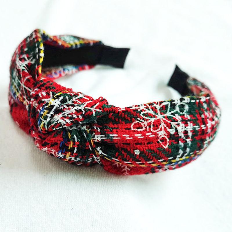 Wholesale Christmas Series Plaid Bow Cloth Headband