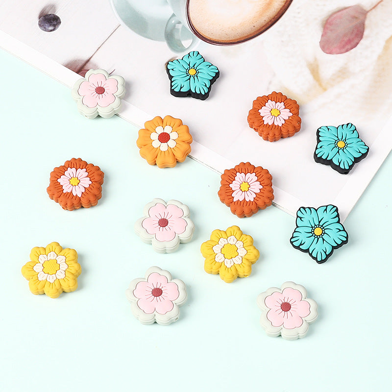 Wholesale 20pcs/pack Flower beads DIY silicone beads