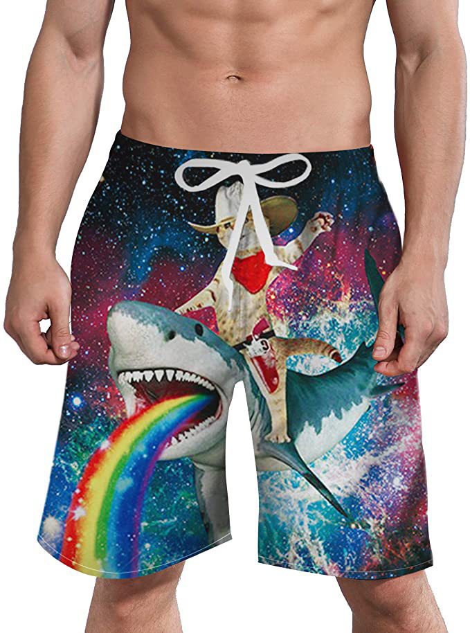 Wholesale Men's Swim Trunks 3D Printing Beach Shorts Quick Dry Swimwear