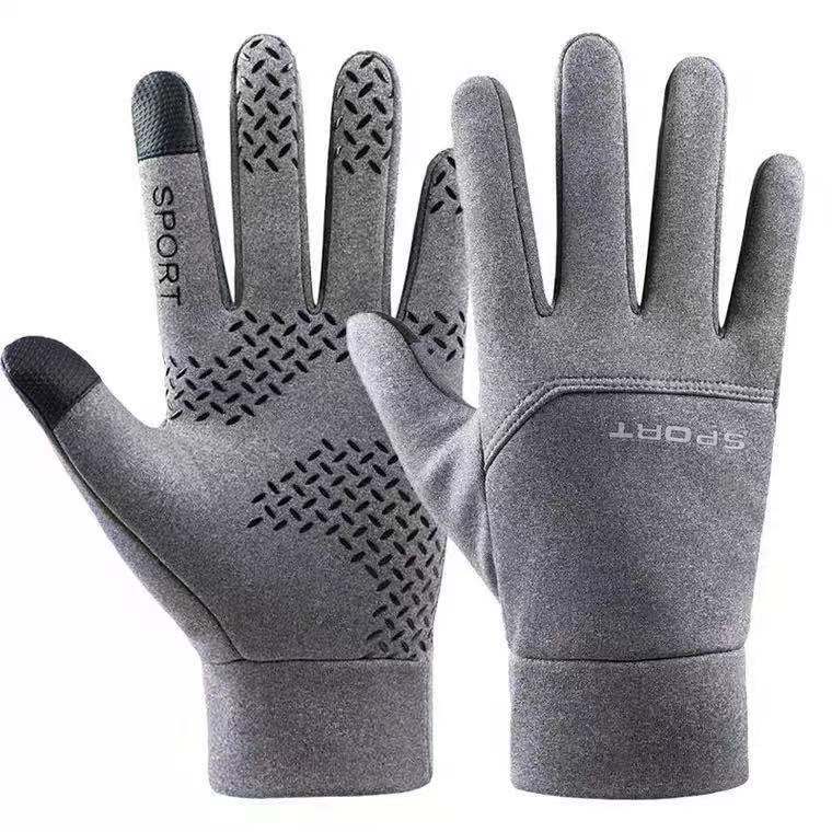 Wholesale Autumn and Winter Warm Plus Velvet Waterproof Anti-slip Touch Screen Men's Outdoor Sports Gloves
