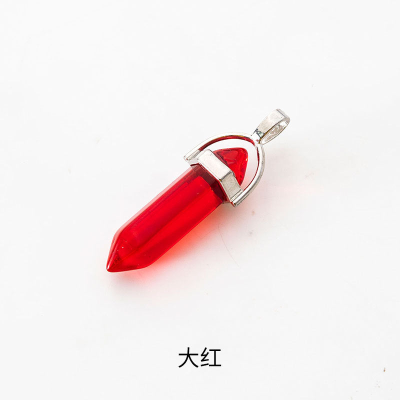 Wholesale Fashion Hexagonal Column Diamond Bullet Pendant Accessories Glass Pendant Glass Necklace Jewelry