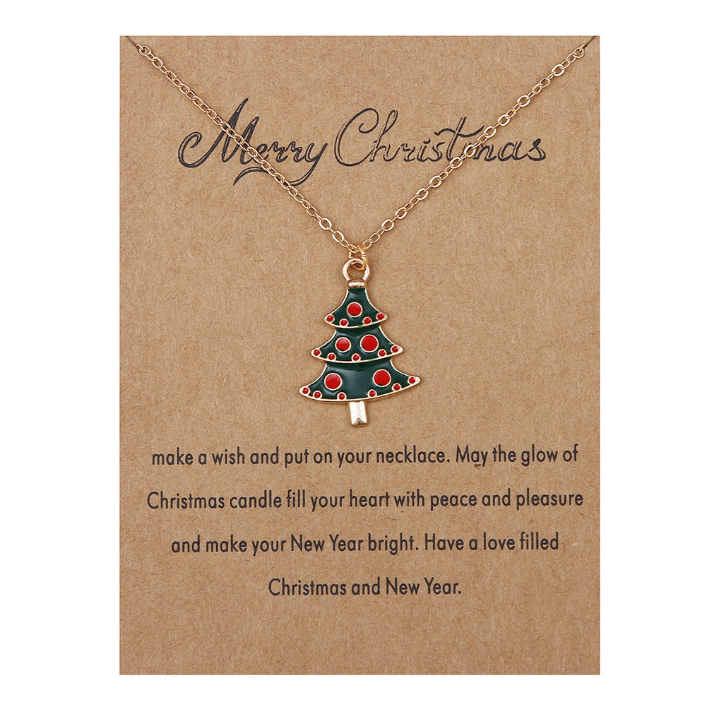 Wholesale Christmas Tree Pendant Card Necklace Clavicle Chain