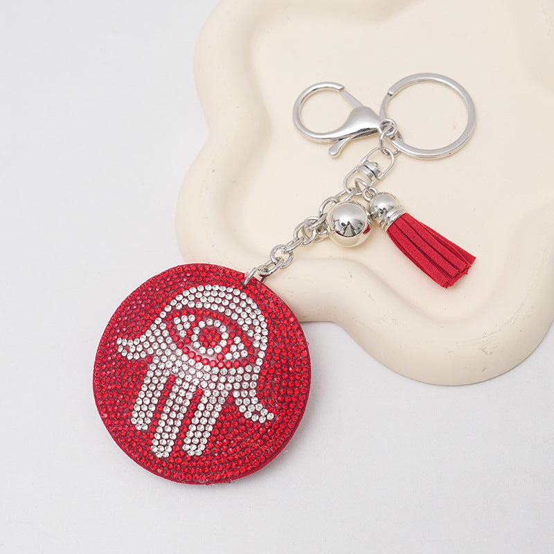 Wholesale Creative Devil's Eye Palm Hot Diamond Keychain