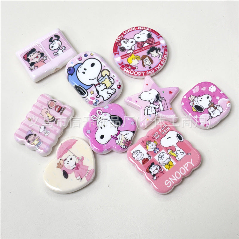 Wholesale 100pcs/pack Pink Cartoon Print Irregularly Shaped Beaded Pen Accessories OLY Exclusive