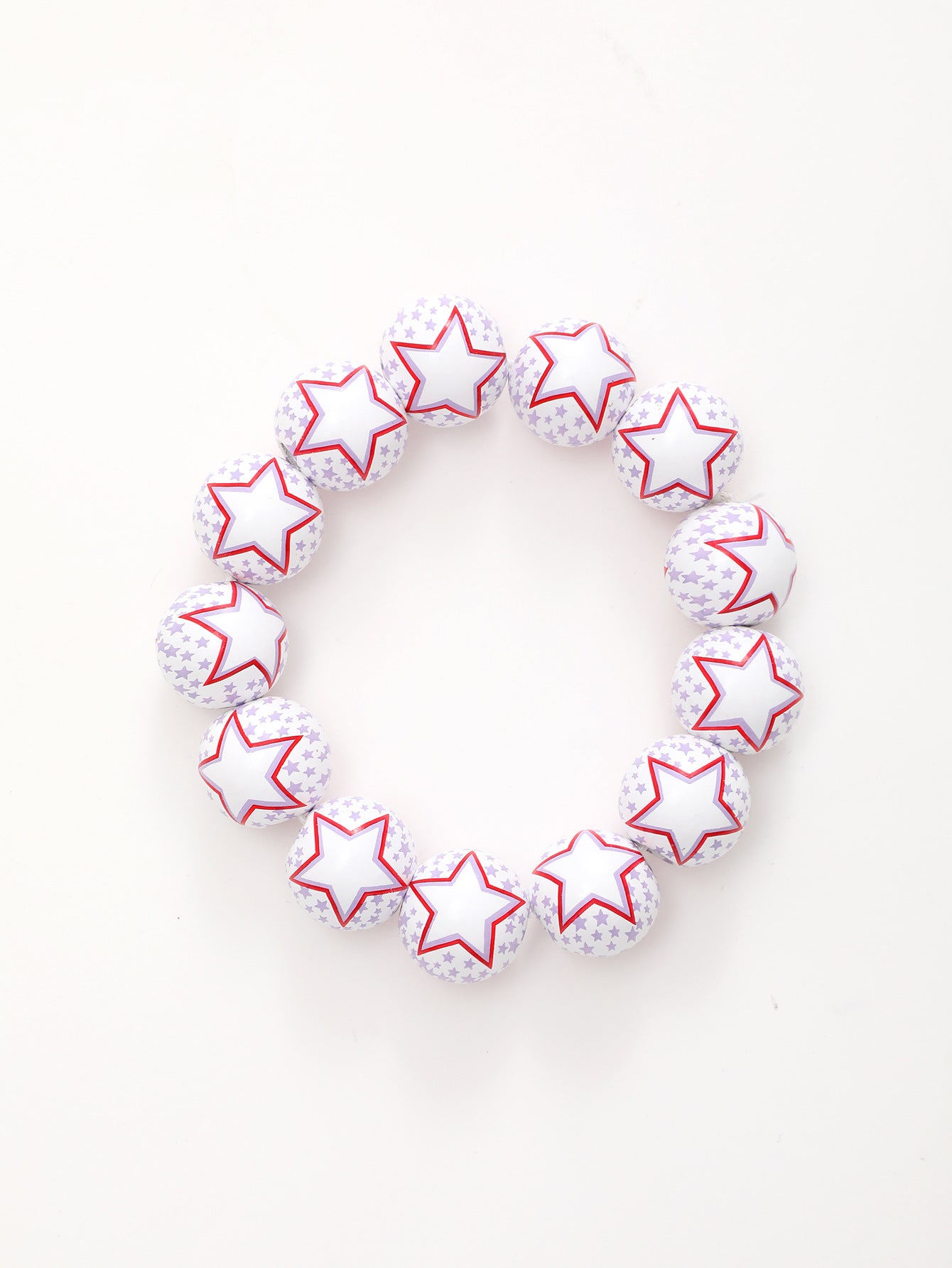 Wholesale American Independence Day Star Stripe Wooden Beaded Bracelet