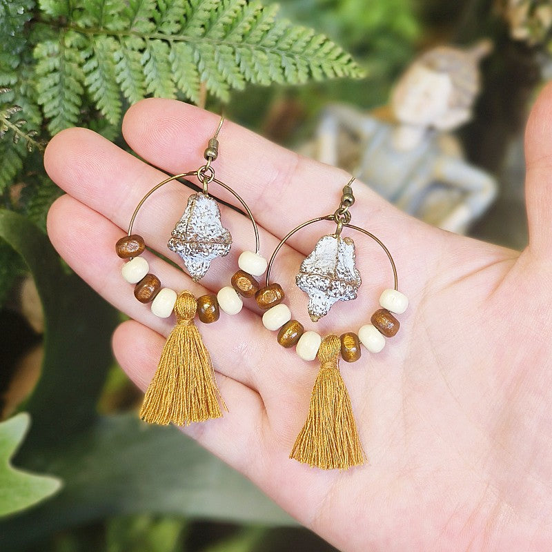 Wholesale Retro Real Fruit Exaggerated Large Hoop Hanging Wooden Beads Earrings