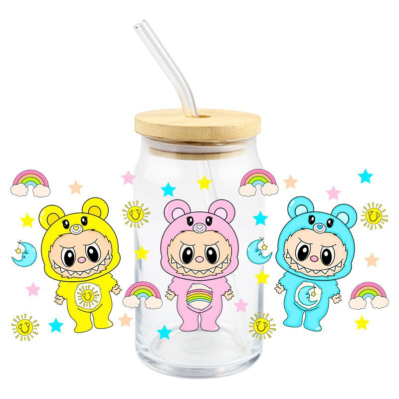 Wholesale 5pcs Colorful cute cartoon 16oz Cup UV DTF Wraps